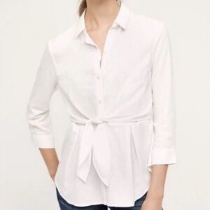 HD In Paris x Anthropologie Claudette Front-Tie Buttondown Blouse In White US 6